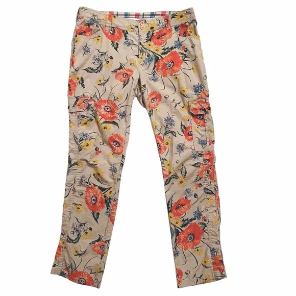 Anthropologie Hei Hei Sundrop Floral Cotton Cropped Cargo Pants Women’s Size 8 - Picture 2 of 8